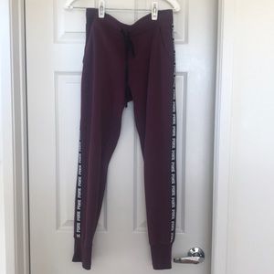 Pink by Victoria Secret maroon joggers.